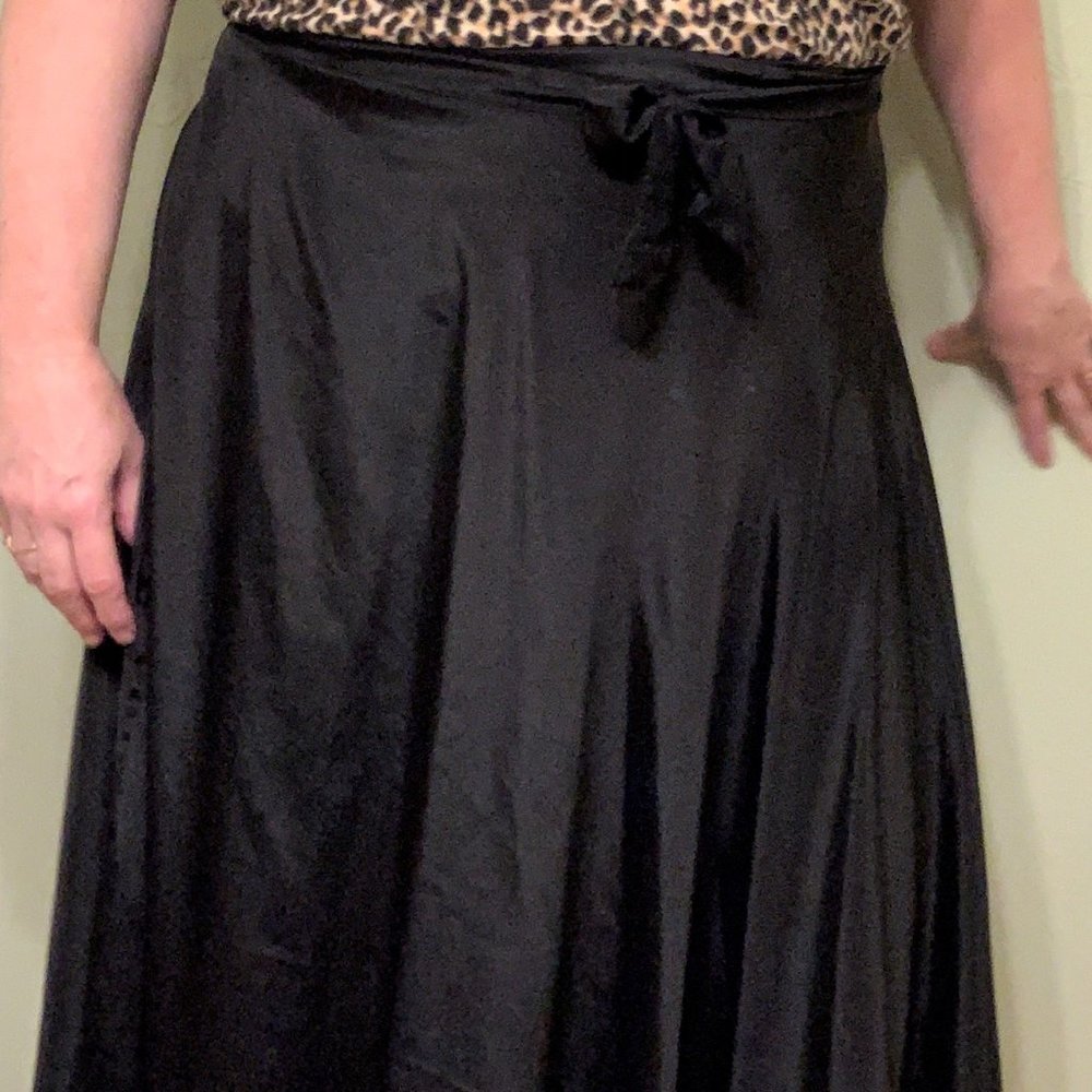 NWT Handwoven Black 100% Silk Wrap Skirt XL/Plus fits 8-20, Medium-2X, 60"waist - Picture 4 of 8